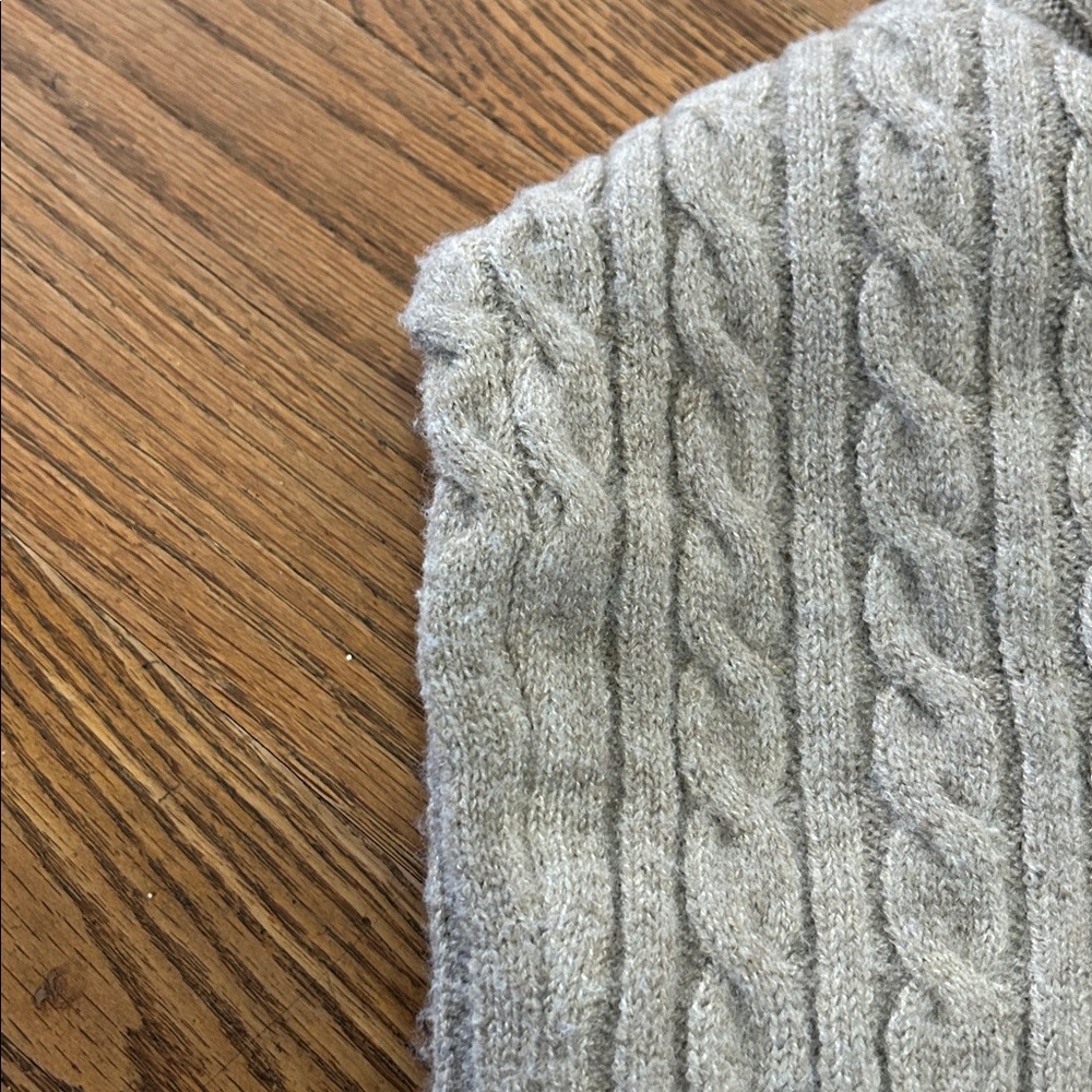 Rain + Rose Sweater Women’s M Tan Cable Knit Wool-Blend Mock Neck Cozy Cropped - Picture 10 of 12